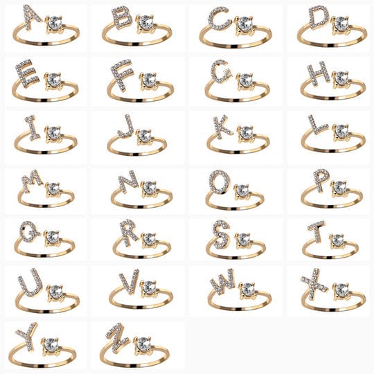 Sparkling Adjustable Initial Ring