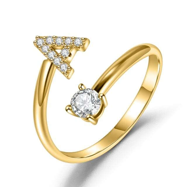 Sparkling Adjustable Initial Ring