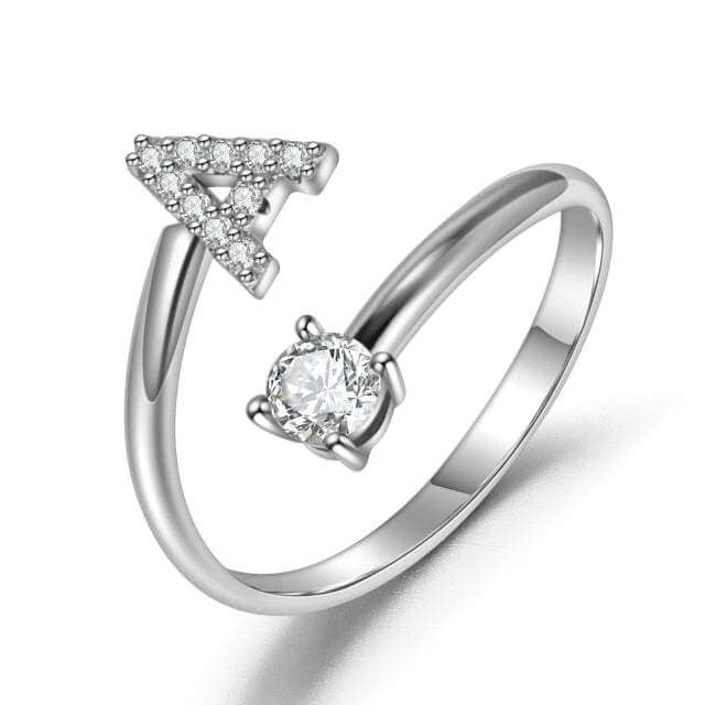 Sparkling Adjustable Initial Ring