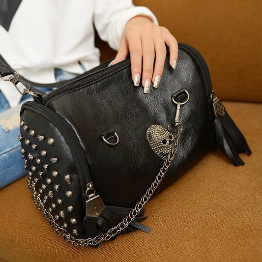 Skull Studded Chain Strap Handbag