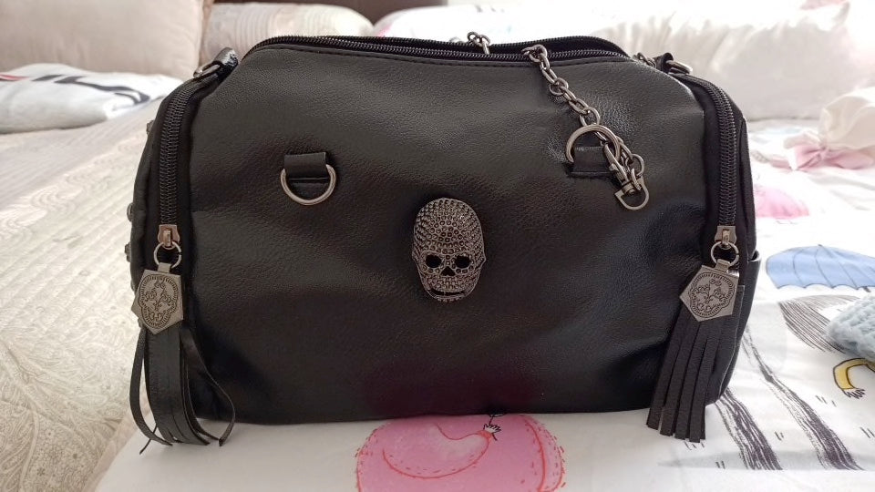 Skull Studded Chain Strap Handbag