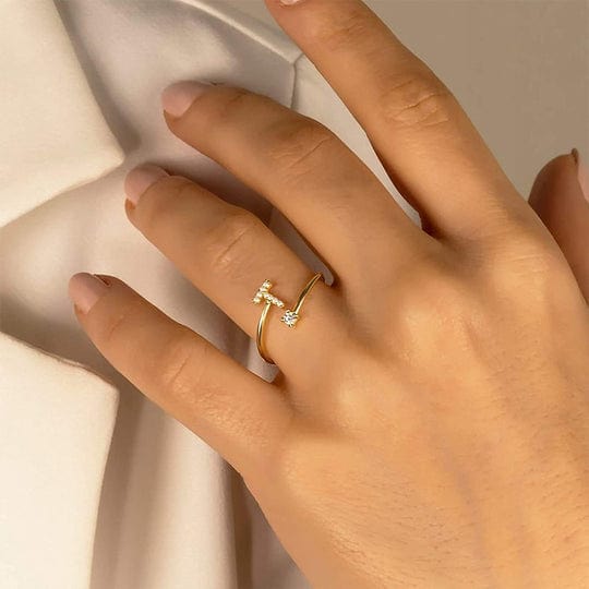 Sparkling Adjustable Initial Ring