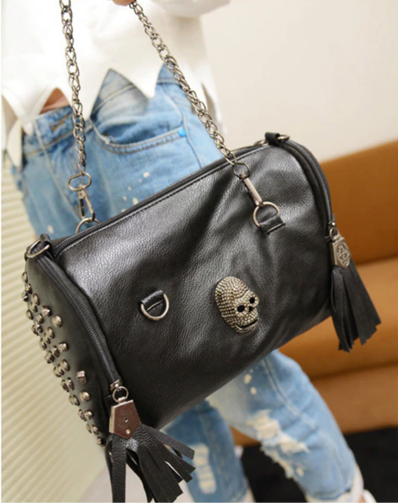 Skull Studded Chain Strap Handbag
